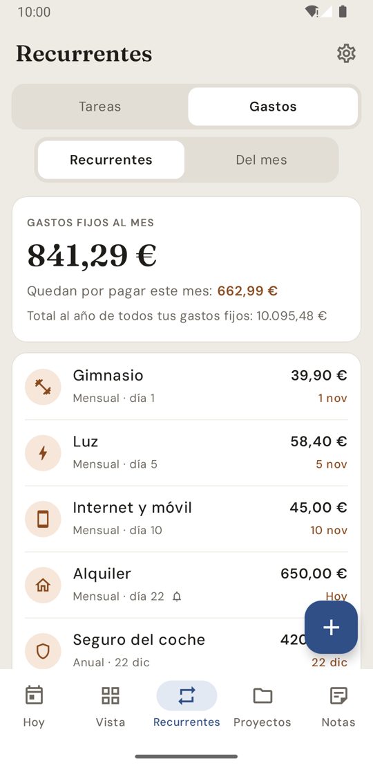 Gastos fijos